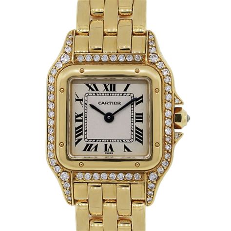 cartier panthère gold|Cartier Panthere diamond bezel.